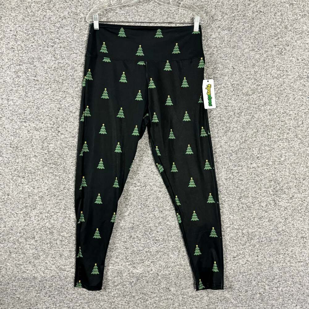 Tipsy Elves Women's Size Large Christmas Tree Print High Waisted Festive Legging